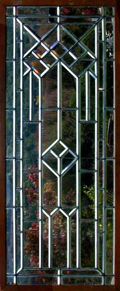 Antique American Arts & Crafts Beveled Glass Window AE448