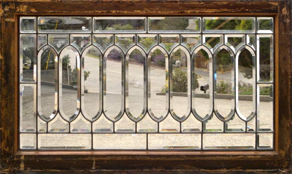 Antique American Arts & Crafts Beveled Glass Window AE577