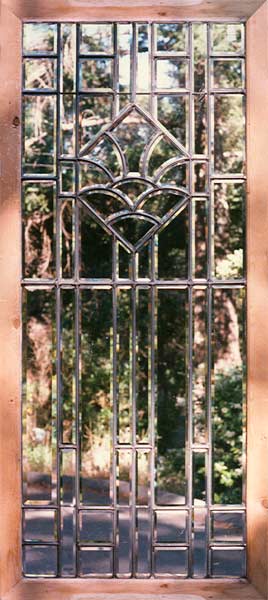 AE363 American Art Deco Beveled Glass Window