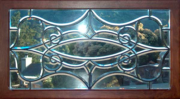 AE483 Victorian Art Nouveau Transitional Beveled Glass Window