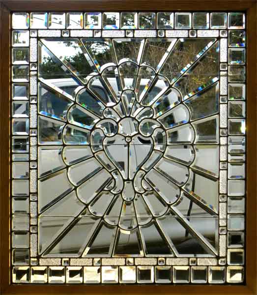 AE565 antique American beveled glass window in the Victorian style