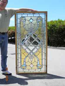 Original Photo of American Stained, Beveled, Jeweled Combination Glass Window AE38