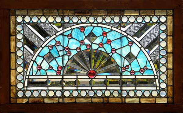 Victorian Combination Stained, Beveled, and Jeweled Window AE547