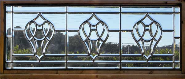 Antique American Arts & Crafts Beveled Glass Window AE88