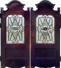 AE415 Victorian Beveled Glass Swinging Door Set