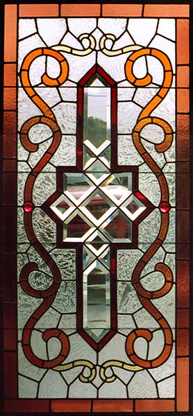 Victorian Combination Stained, Beveled, and Jeweled Window AE333