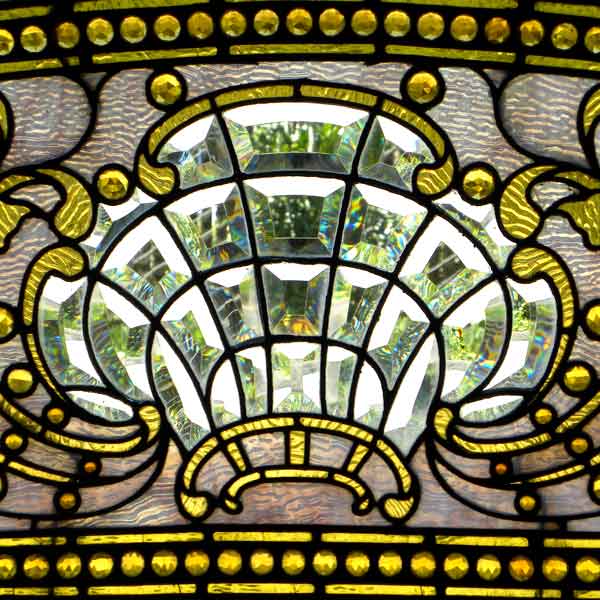 Victorian Combination Stained, Beveled, and Jeweled Window AE523