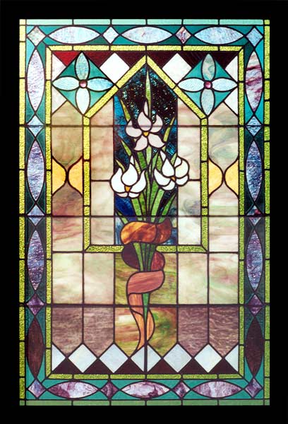 AE297 Vintage Victorian Stained Glass Window