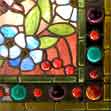 Detail of stained glass flowers